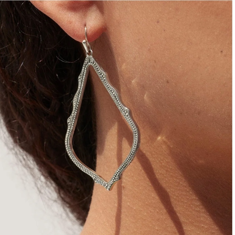 Kendra Scott Sophee Drop Earrings in Silver Hoops Tear Drop Marquise Triangle